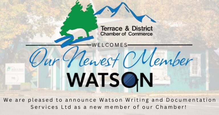 Chamber "Our Newest Member" graphic welcoming Watson Writing and Documentation Services Ltd